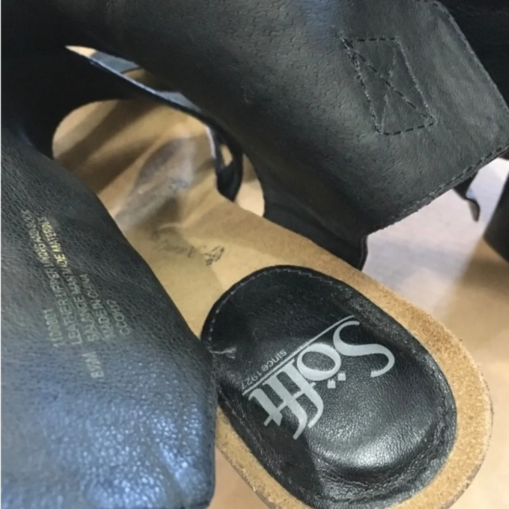 Sofft Black Leather/Lining and Sock Heel Sandal Shoes 8.5